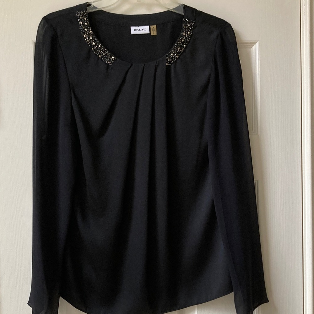 DKNY Black Beaded Women's Blouse